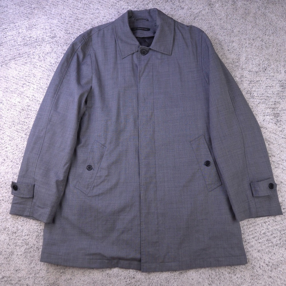 John Varvatos Coat Mens 44R Top Wool Overcoat Removable Liner‎ Gray Jacket GUC